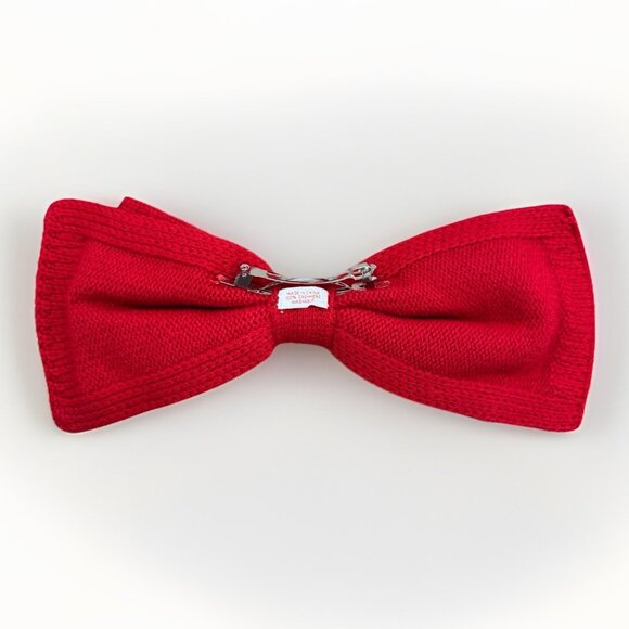 Kilte Collection The Bow Hair Barrette in Cherry Red 100% Cashmere $75